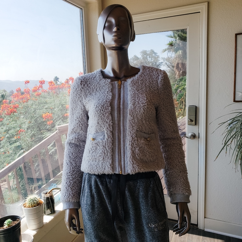 Emily in Paris Inspo: Juicy Couture Cotton Blend Fuzzy Jacket - Picture 2 of 11